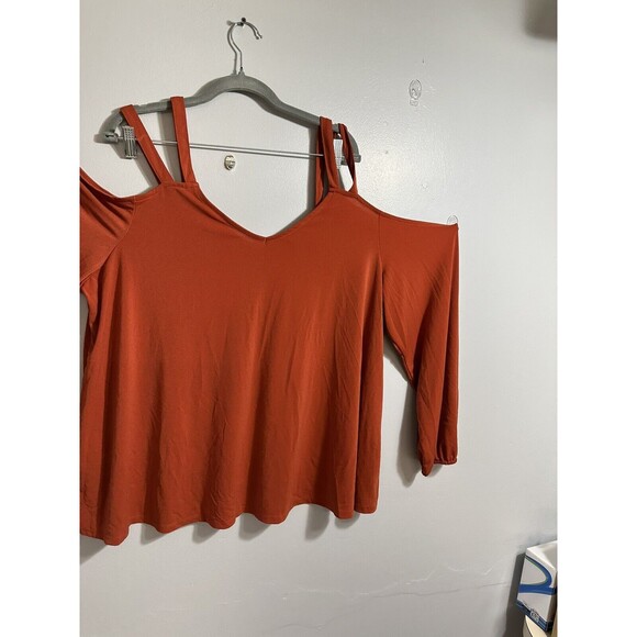 Torrid - 3 Women's Orange Cold‎ Shoulder Cutout Top Plus Size 3x 22-24 - Picture 1 of 9